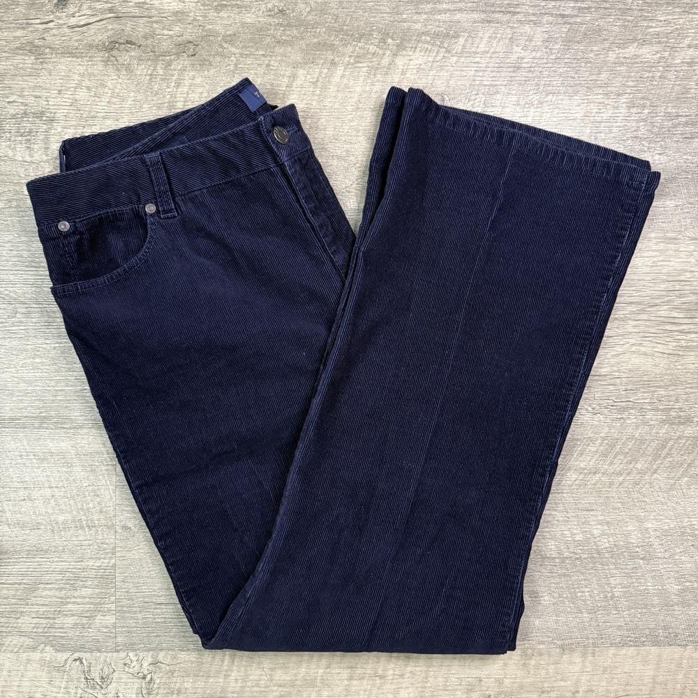 Talbots corduroy pants women's 14‎ blue stretch curvy festival western preppy